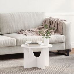 Berkfield Home Coffee Table White 50 x 50 x 35 cm Solid pine wood - thumbnail 4