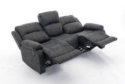 FURNITURE ONE 3 Seater Recliner Sofa, Manual Recliner Sofa 105 - 135 Degrees Recliner in Dark Grey - Size: 1 Pack - thumbnail 4