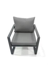 Fimous Outdoor Garden Furniture Set Aluminium Lounge Sofa Adjustable Rising Lifting Dining Table Sets with 2 Big Footstools Dark Grey - thumbnail 6