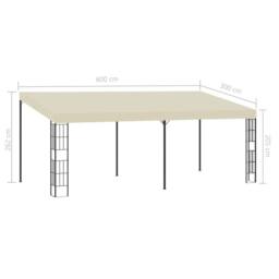 Berkfield Home Durable Wall-mounted Gazebo 3x6 m Cream Fabric in Beige - thumbnail 6