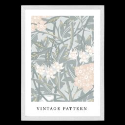 ARTZE William Morris Jasmine in Green & Peach Art Print / White Frame / SIZE: A4 - thumbnail 2