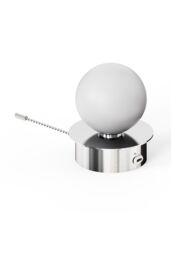 CGC Lighting 'Macie' Satin Nickel & White Opal Globe LED Rechargeable Magnetic USB Reading Bedside Wall Light Pull Cord Switch in Silver - thumbnail 2
