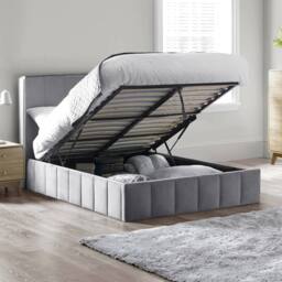 Cheshire Mountain Grey Velvet Upholstered Ottoman Storage Bed - King (150cm) - thumbnail 4