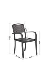 Living and Home Black Outdoor Garden Dining Armchairs Set of 4 in Grey - thumbnail 6