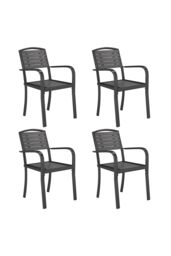 Living and Home Black Outdoor Garden Dining Armchairs Set of 4 in Grey - thumbnail 3