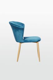Life Interiors Single Elsa Velvet Dining Chair with Wooden Legs, Curved Back & Comfortable Seating in Blue - thumbnail 3