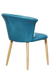 Life Interiors Single Elsa Velvet Dining Chair with Wooden Legs, Curved Back & Comfortable Seating in Blue - thumbnail 4