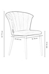 Life Interiors Single Elsa Velvet Dining Chair with Wooden Legs, Curved Back & Comfortable Seating in Blue - thumbnail 6