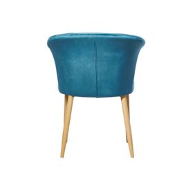 Life Interiors Single Elsa Velvet Dining Chair with Wooden Legs, Curved Back & Comfortable Seating in Blue - thumbnail 5