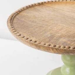 Melody Maison Round Sage Green & Mango Wood Bobble Detail Cake Display Stand - thumbnail 5