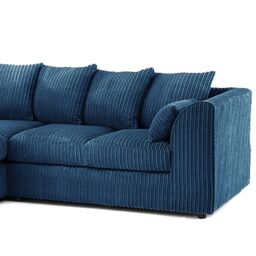 Furnishings For Less UK Luxor Jumbo Cord 4 Seater Corner sofa Left Hand Facing in Blue - thumbnail 3