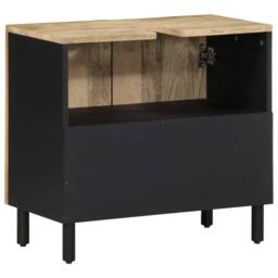 Berkfield Home Bathroom Sink Cabinet Black 62x33x58 cm Solid Wood Mango - Size: 62 x 33 x 58 cm - thumbnail 5
