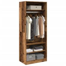 Berkfield Home Wardrobe Old Wood 80x50x200 cm Engineered Wood in Brown - Size: 80 x 50 x 200 cm - thumbnail 1