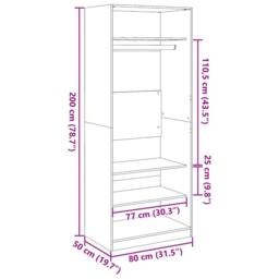 Berkfield Home Wardrobe Old Wood 80x50x200 cm Engineered Wood in Brown - Size: 80 x 50 x 200 cm - thumbnail 9