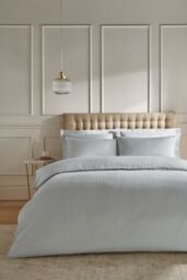 Catherine Lansfield 'Satin Stripe 300 Thread Count' 30cm Depth Sheets in Grey - Size: Single Fitted - thumbnail 2