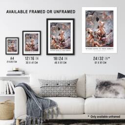 "Artery8 Luis Ricardo Falero Witches Going To Their Sabbath Wall Art Print in Grey - Size: W24"" x H32""" - thumbnail 3