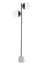 Orsina Double Glass Globe Two Light Black Floor Lamp, Minimalist Bedroom Lamp, Sleek & Sturdy Tall Lamp On Floor - thumbnail 1