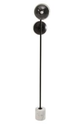 Orsina Double Glass Globe Two Light Black Floor Lamp, Minimalist Bedroom Lamp, Sleek & Sturdy Tall Lamp On Floor - thumbnail 4