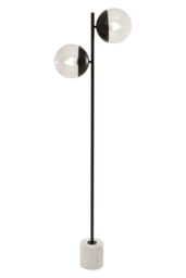 Orsina Double Glass Globe Two Light Black Floor Lamp, Minimalist Bedroom Lamp, Sleek & Sturdy Tall Lamp On Floor - thumbnail 2