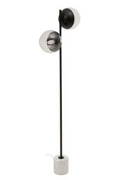 Orsina Double Glass Globe Two Light Black Floor Lamp, Minimalist Bedroom Lamp, Sleek & Sturdy Tall Lamp On Floor - thumbnail 3