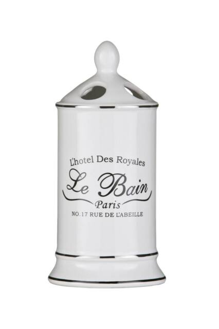 Orsina Ceramic Toothbrush Holder With French Lettering, 4 Slot Toothbrush Holder, Freestanding Holder Toothbrush Unit in White - image 1