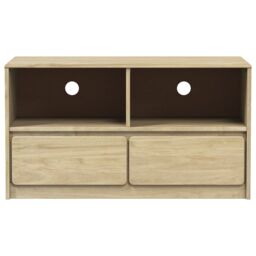 Berkfield Home TV Cabinet SAUDA Oak 99x43x55 cm Solid Wood Pine in Brown - Size: 99 x 43 x 55 cm - thumbnail 4