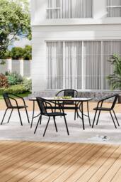 Living and Home 4 Person Patio Garden Dining Set With Umbrella in Black - thumbnail 2