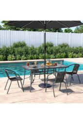 Living and Home 4 Person Patio Garden Dining Set With Umbrella in Black - thumbnail 1