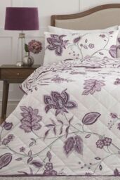 Dreams & Drapes 'Samira' Richly Illustrated Floral Print Duvet Cover Set in Plum - Size: King - thumbnail 2
