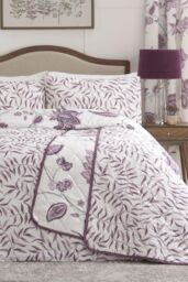 Dreams & Drapes 'Samira' Richly Illustrated Floral Print Duvet Cover Set in Plum - Size: King - thumbnail 5