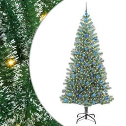 Berkfield Home Stunning Artificial Christmas Tree Snow Flocked with LED Light 210 cm in Green - thumbnail 3