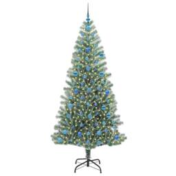 Berkfield Home Stunning Artificial Christmas Tree Snow Flocked with LED Light 210 cm in Green - thumbnail 1