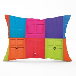 Warren Reed - Designer Colourful English Doors Cushions in Red - Size: 45 cm x 45 cm - thumbnail 1