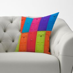 Warren Reed - Designer Colourful English Doors Cushions in Red - Size: 45 cm x 45 cm - thumbnail 2