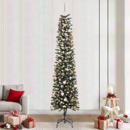Berkfield Home Artificial Christmas Tree with 300 LEDs Green 58 x 58 x 240 cm - thumbnail 1
