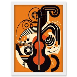 Artery8 Abstract Guitar Graphic Music Poster Illustration Artwork Framed Wall Art Print A4 in White - thumbnail 1