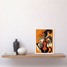 Artery8 Abstract Guitar Graphic Music Poster Illustration Artwork Framed Wall Art Print A4 in White - thumbnail 2