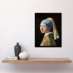 Artery8 Johannes Vermeer Framed Wall Art Print with a Pearl Earring in Black - Size: A4 - thumbnail 2