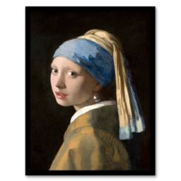 Artery8 Johannes Vermeer Framed Wall Art Print with a Pearl Earring in Black - Size: A4 - thumbnail 1