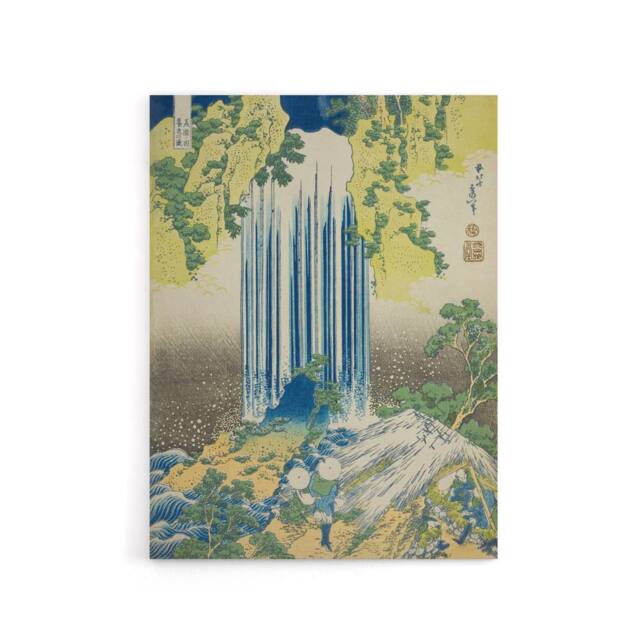 "Artery8 Yoro Waterfall In Mino Province Canvas Wall Art Print Hokusai in Green - Size: W18"" x H24""" - image 1