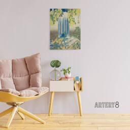 "Artery8 Yoro Waterfall In Mino Province Canvas Wall Art Print Hokusai in Green - Size: W18"" x H24""" - thumbnail 3