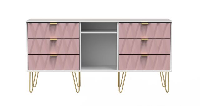 Ready Assembled 2 U Dallas 6 Drawer Sideboard (Ready Assembled) in Dusty Pink - image 1