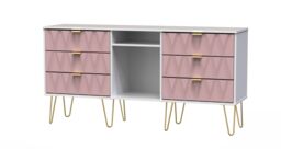 Ready Assembled 2 U Dallas 6 Drawer Sideboard (Ready Assembled) in Dusty Pink - thumbnail 3