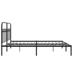 Berkfield Home Metal Bed Frame without Mattress with Headboard Black 183x213cm - Size: 183x213 cm - thumbnail 5