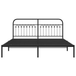Berkfield Home Metal Bed Frame without Mattress with Headboard Black 183x213cm - Size: 183x213 cm - thumbnail 4
