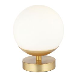 Happy Homewares Modern Touch Dimmable LED Globe Glass Table Lamp with Brushed Base in Gold
