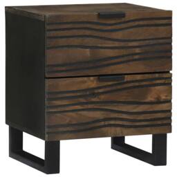 Berkfield Home Bedside Table with Drawer Walnut 40 x 33.5 x 46 cm in Brown - thumbnail 2