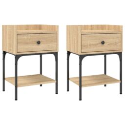 Berkfield Home Bedside Tables 2 pcs Sonoma Oak 40.5x31x60 cm Engineered Wood in Brown - thumbnail 2