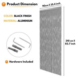 Novecrafto Aluminium Chain Door Curtain Tangle Free with Removable Links for Door in Black - thumbnail 3
