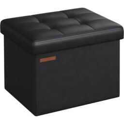 SONGMICS Small Cube Foldable Storage Ottoman Foot Rest Heavy Duty Capacity in Black - thumbnail 6